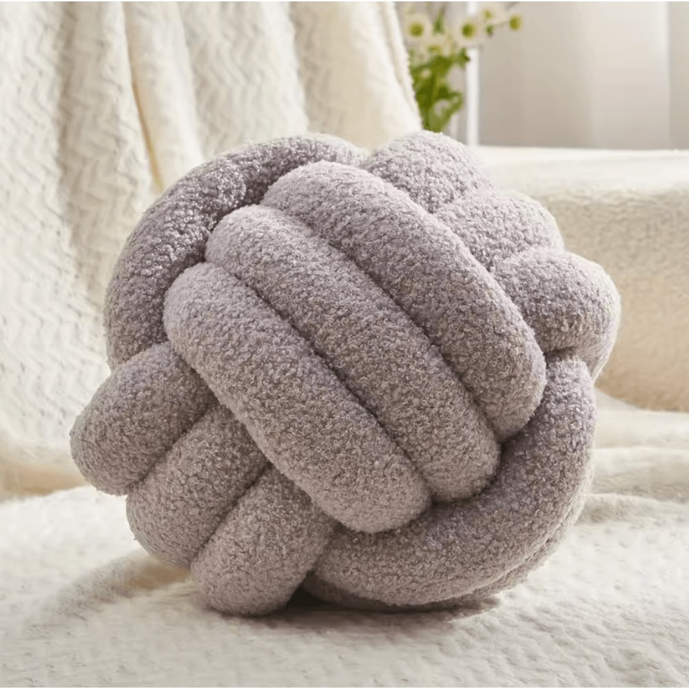 CozyKnot 9x9Inch Round Knot Throw Pillow Soft Plush Ball Cushion For Sofa Bed Home 6
