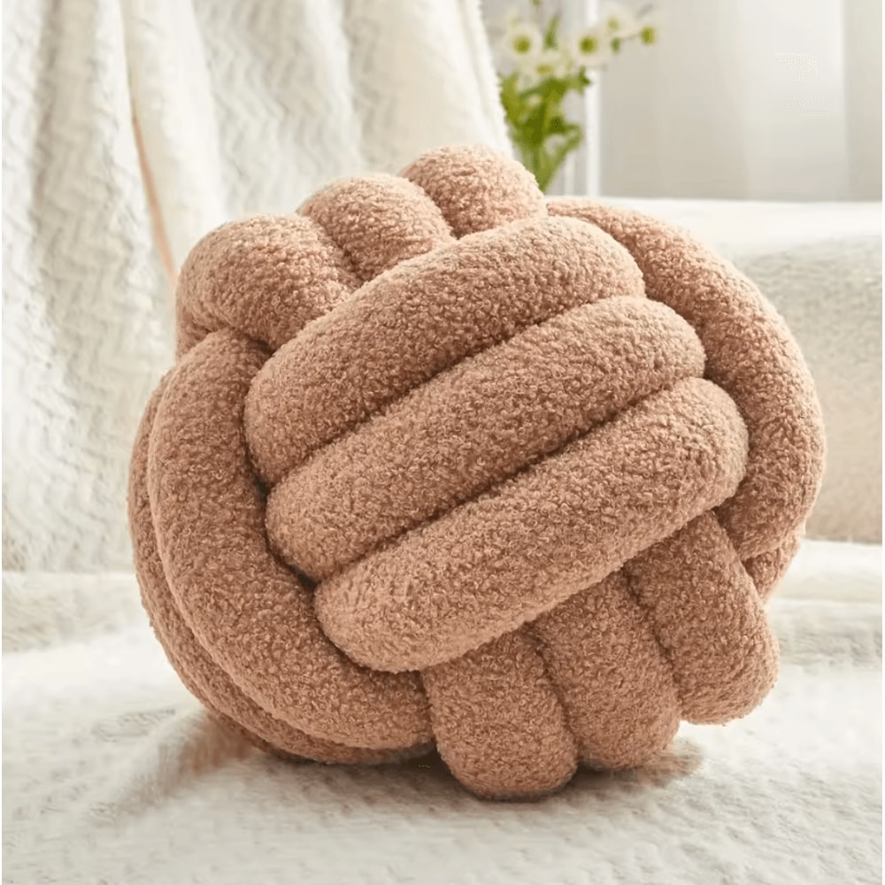 CozyKnot 9x9Inch Round Knot Throw Pillow Soft Plush Ball Cushion For Sofa Bed Home 7