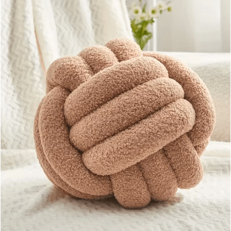 CozyKnot 9x9Inch Round Knot Throw Pillow Soft Plush Ball Cushion For Sofa Bed Home 7