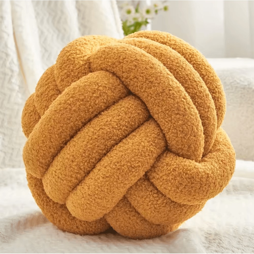 CozyKnot 9x9Inch Round Knot Throw Pillow Soft Plush Ball Cushion For Sofa Bed Home 8