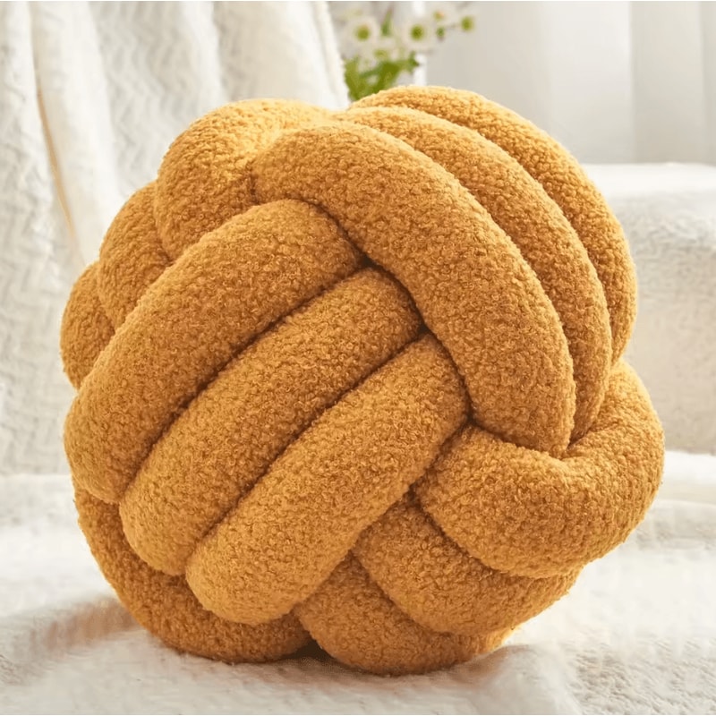 CozyKnot 9x9Inch Round Knot Throw Pillow Soft Plush Ball Cushion For Sofa Bed Home 8