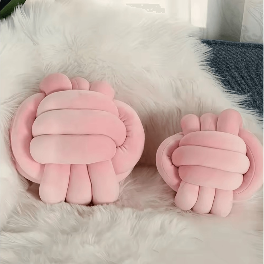 PlushKnot 9x9Inch Round Knotted Throw Pillow Soft Handwoven Ball Cushion For Sofa Bed Home Decor 3