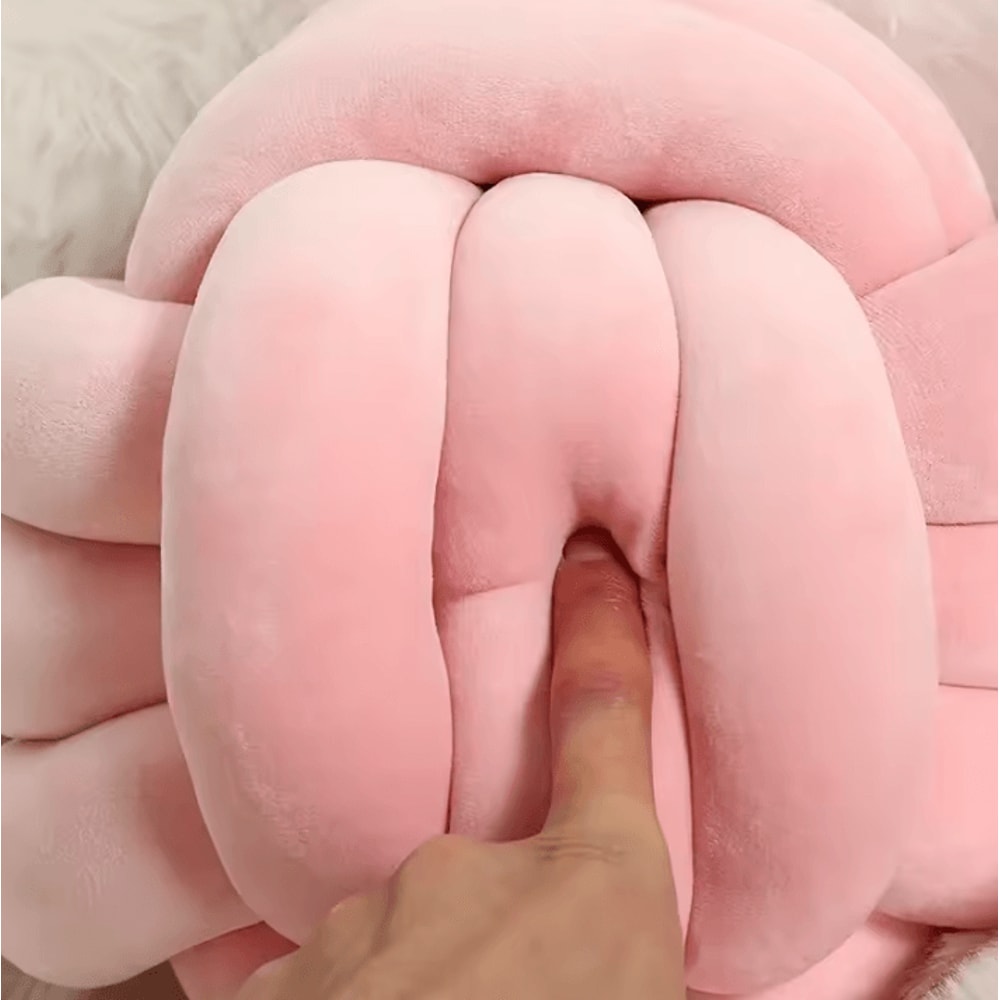 PlushKnot 9x9Inch Round Knotted Throw Pillow Soft Handwoven Ball Cushion For Sofa Bed Home Decor 4