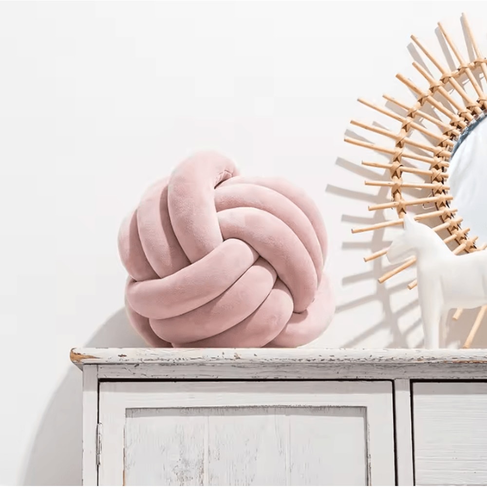 KnotAura 9x9Inch Round Knot Throw Pillow Aesthetic Plush Decorative Cushion For Sofa Home 10