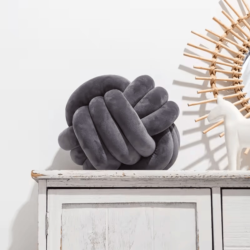 KnotAura 9x9Inch Round Knot Throw Pillow Aesthetic Plush Decorative Cushion For Sofa Home 11