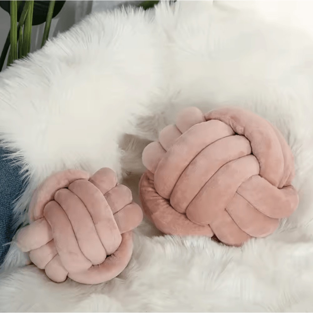 BohoKnot 9x9Inch Braided Knot Ball Cushion Luxury Tassel Throw Pillow For Sofa Home Decor 3