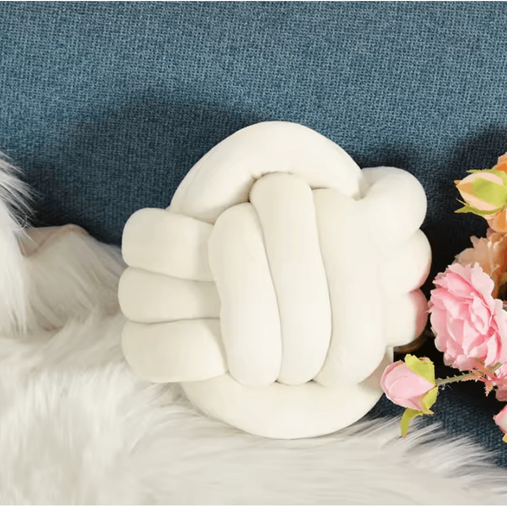 BohoKnot 9x9Inch Braided Knot Ball Cushion Luxury Tassel Throw Pillow For Sofa Home Decor 4