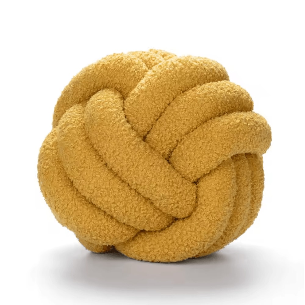 SunKnot 87x87Inch Handmade Knotted Plush Pillow Yellow Round Decorative Cushion For Sofa Home Dec 12