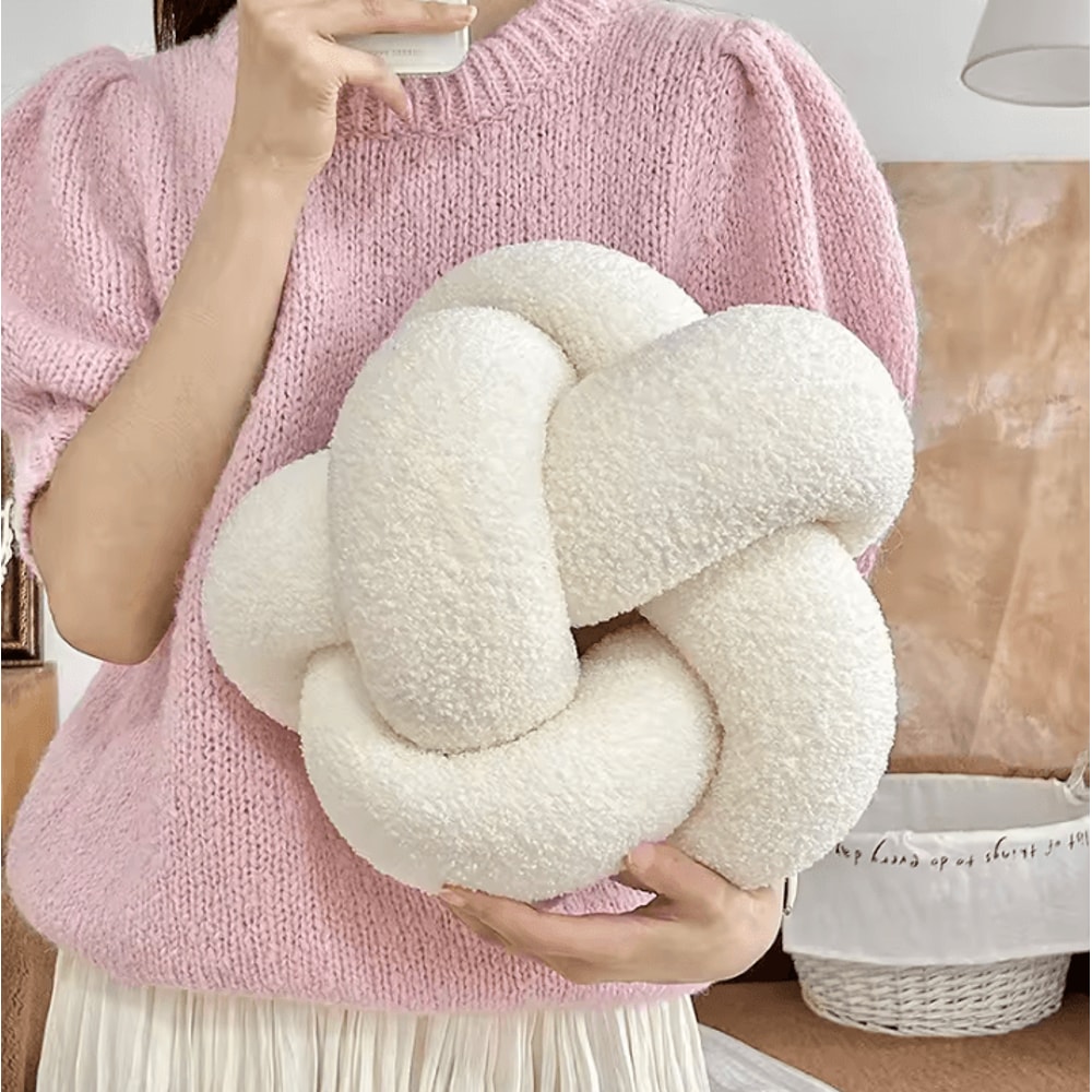 LambKnot Knotted Ball Cushion Plush Octagonal Throw Pillow For Sofa Bed Backrest 3