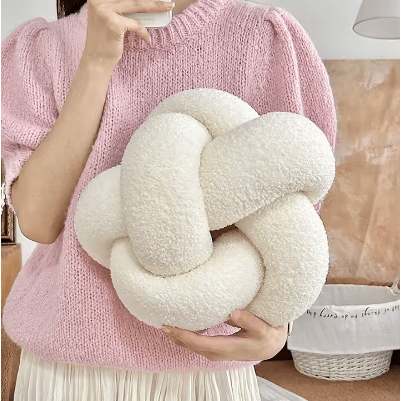 LambKnot Knotted Ball Cushion Plush Octagonal Throw Pillow For Sofa Bed Backrest 3