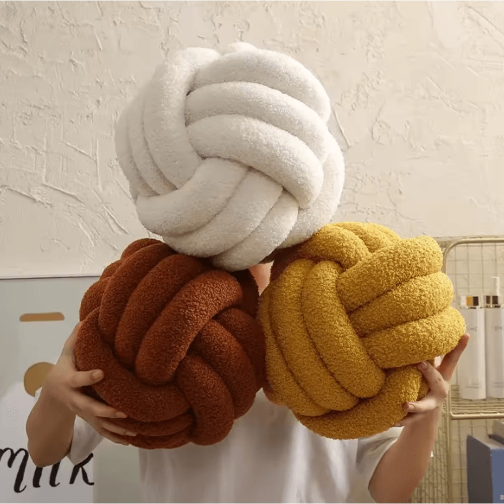 BohoLux Knotted Ball Throw Pillow Decorative Plush Cushion For Sofa Bed Home Decor 3