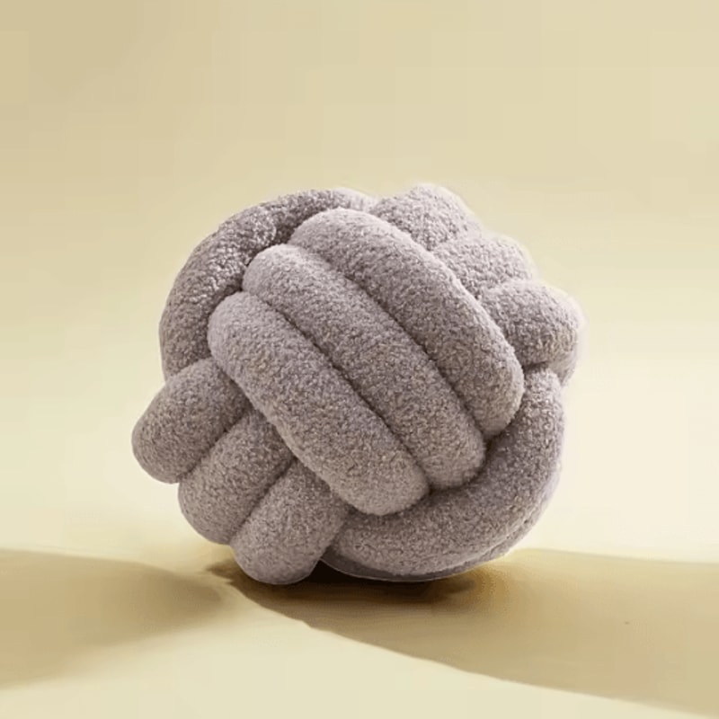 CozyKnot Woven Ball Cushion With Backrest Plush Round Decorative Pillow For Sofa Bed 8