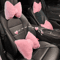 CozyDrive Plush Car Headrest Lumbar Pillow Pink Cartoon Bowknot Neck Waist Support Cushion 0