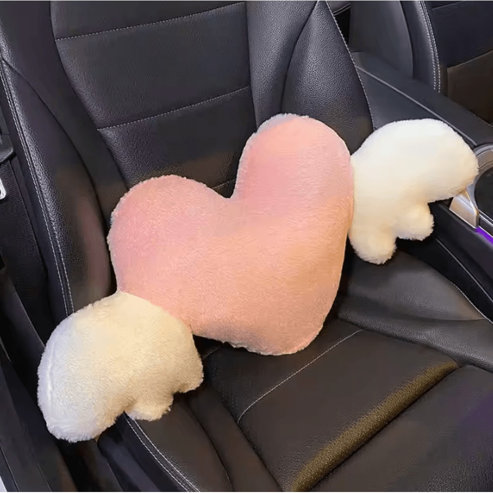 CozyDrive Plush Car Headrest Lumbar Pillow Pink Cartoon Bowknot Neck Waist Support Cushion 8