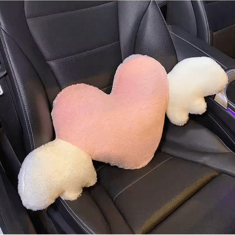 CozyDrive Plush Car Headrest Lumbar Pillow Pink Cartoon Bowknot Neck Waist Support Cushion 8