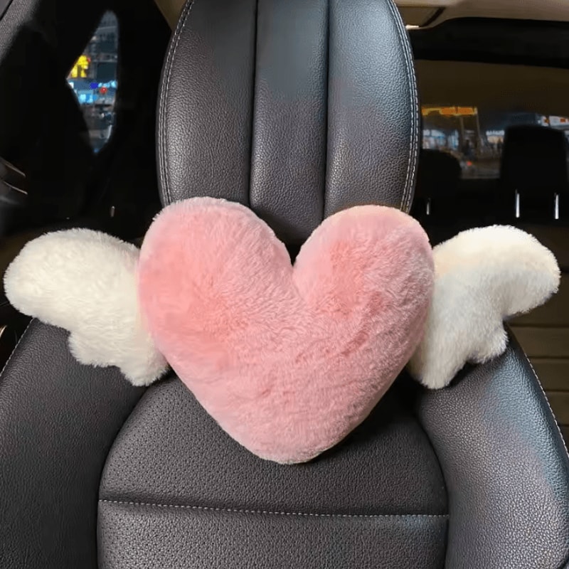 CozyDrive Plush Car Headrest Lumbar Pillow Pink Cartoon Bowknot Neck Waist Support Cushion 7