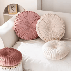 pumpkinglow round decorative pillow – plush pink sofa & bed cushion for cozy home style