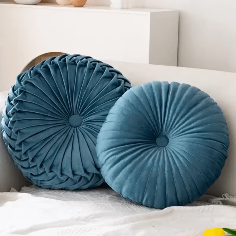 PumpkinGlow Round Decorative Pillow Plush Pink Sofa Bed Cushion For Cozy Home Style 6