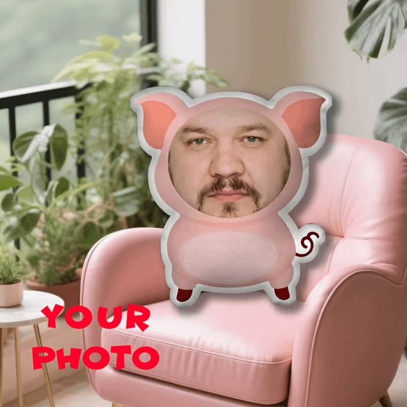PiggyJoy Customized Face Cushion Pillow DoubleSided Pink Pig Seat Decor Pillow Gift 1