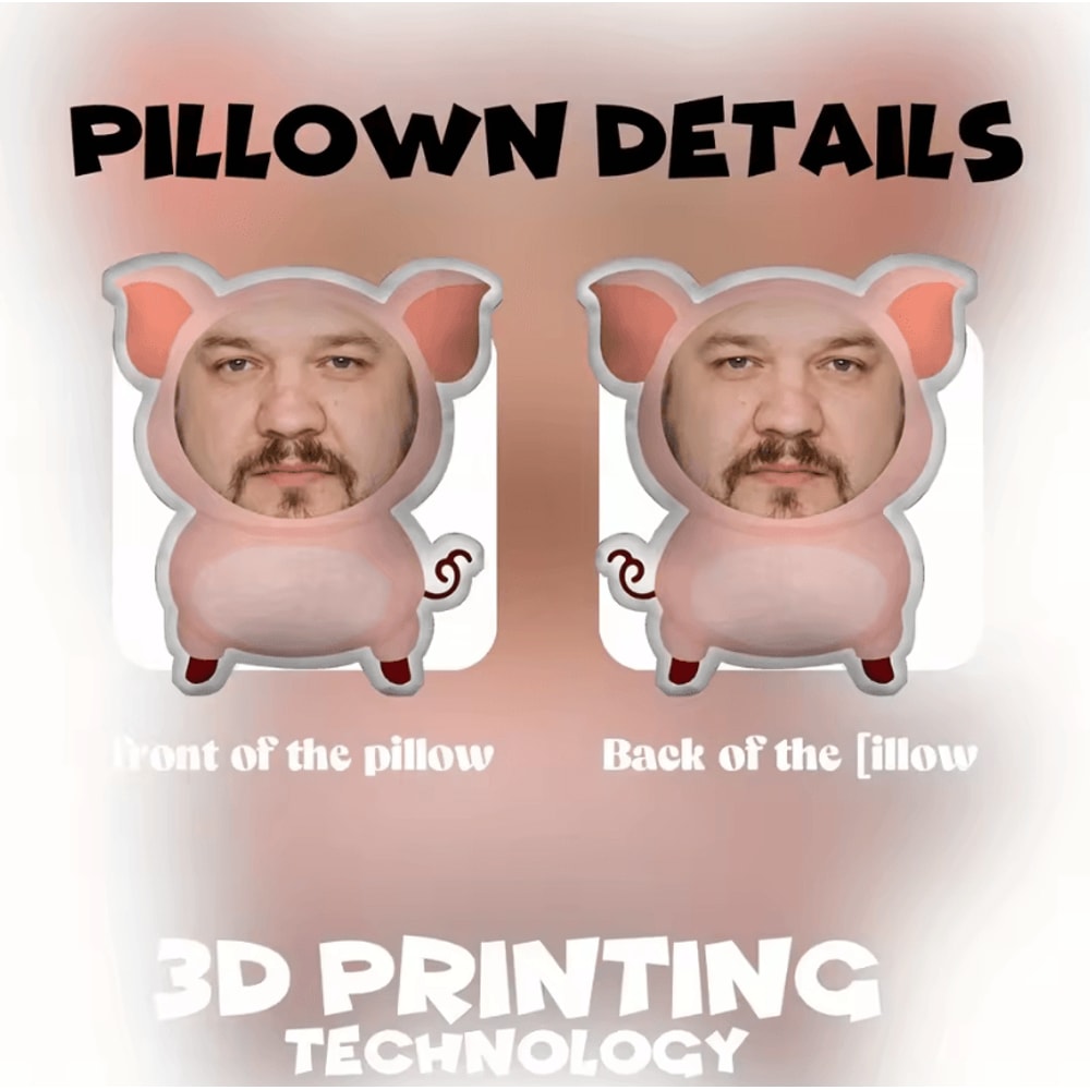 PiggyJoy Customized Face Cushion Pillow DoubleSided Pink Pig Seat Decor Pillow Gift 2