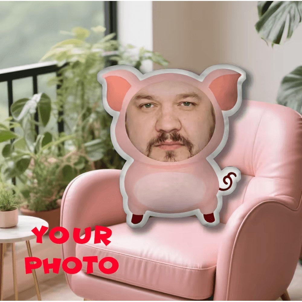 PiggyJoy Customized Face Cushion Pillow DoubleSided Pink Pig Seat Decor Pillow Gift 4