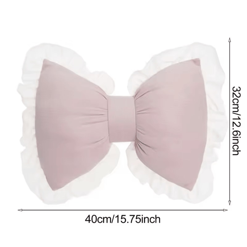 BowBliss Plush Decorative Sofa Pillow Pink Bow Lace Cushion For Bed Car Home Comfort 3