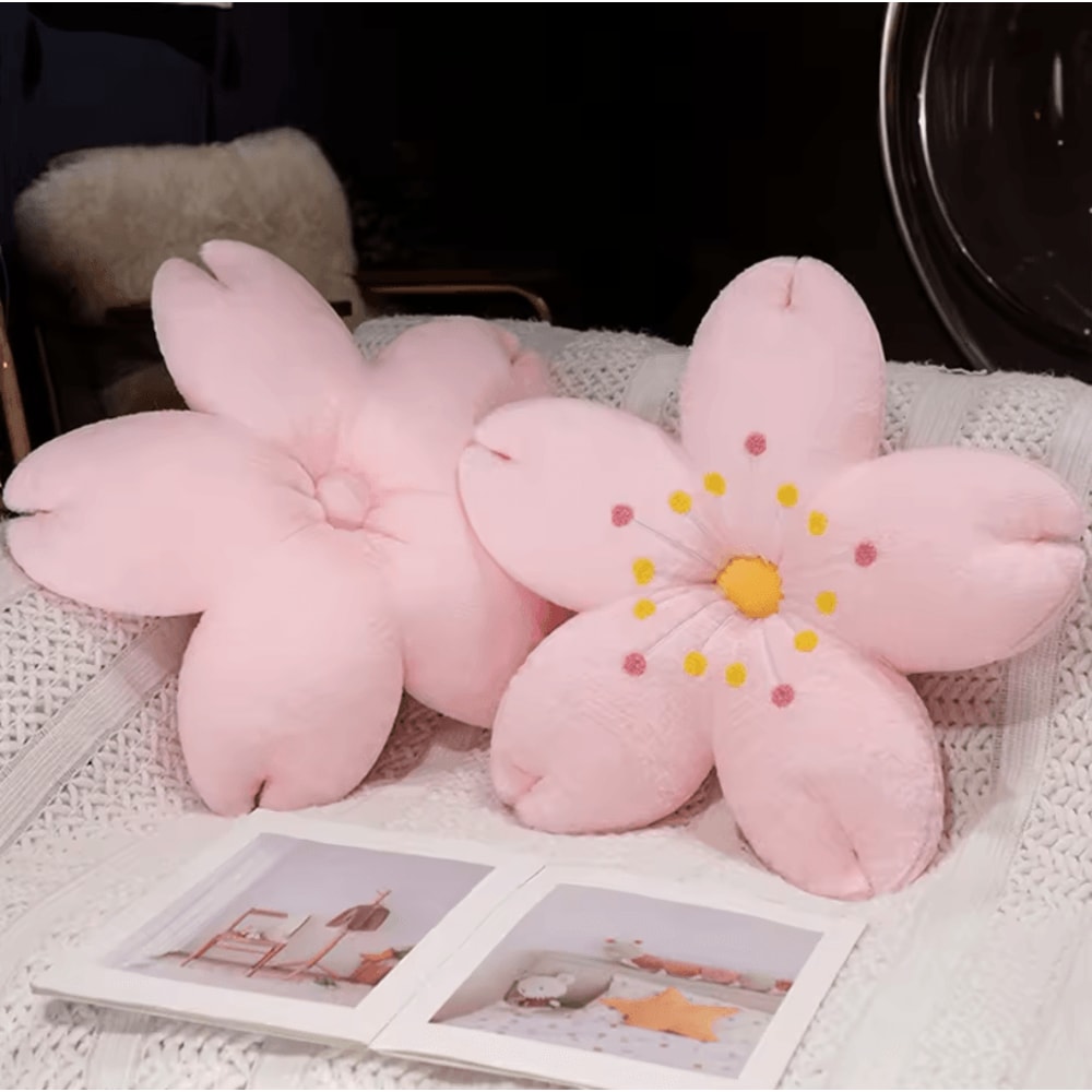 CherryBloom Plush Floor Sofa Cushion Pink Cherry Petals Tatami Seat Pillow 1