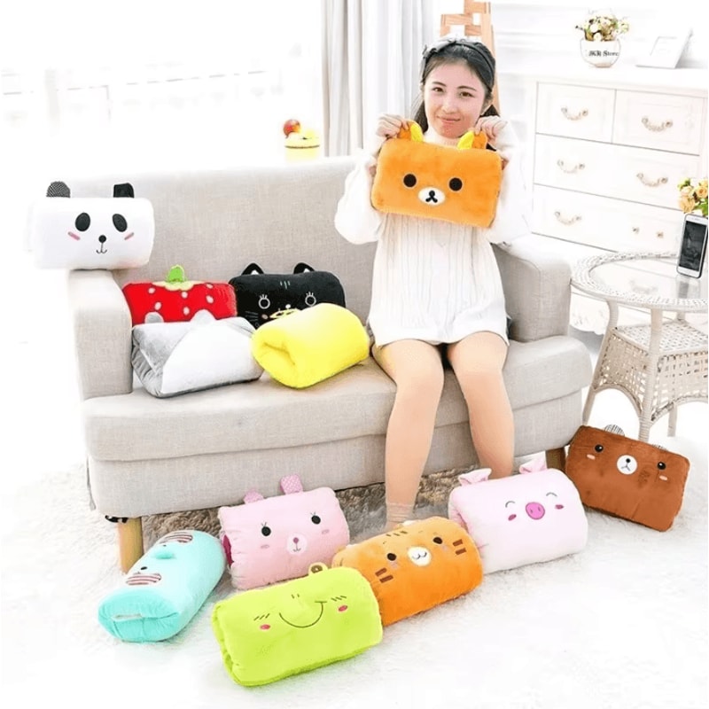 WarmHug Plush Hand Warming Nap Pillow Cute Travel Soft Cushion For Kids Home Comfort 3