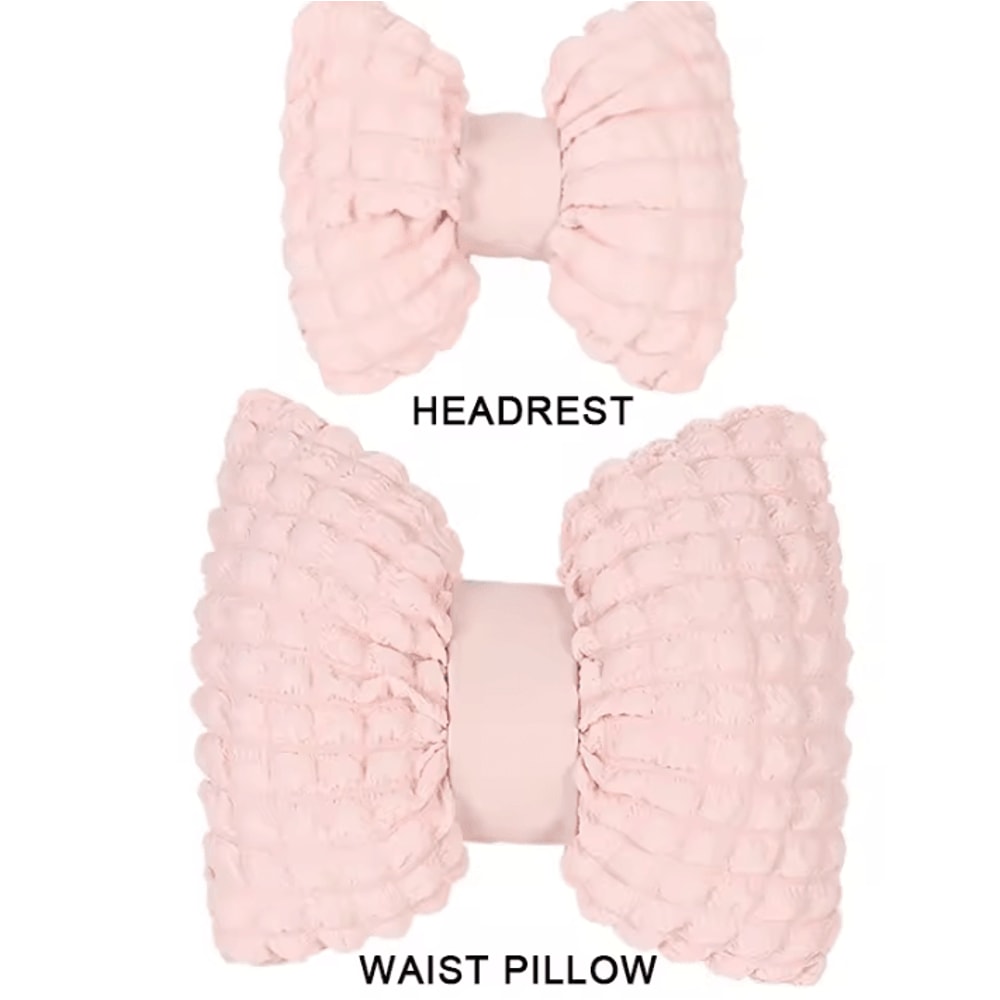 PinkJoy Plush Car Neck Lumbar Pillow Cute Bowknot Headrest Support For Car Interior Comfort 7