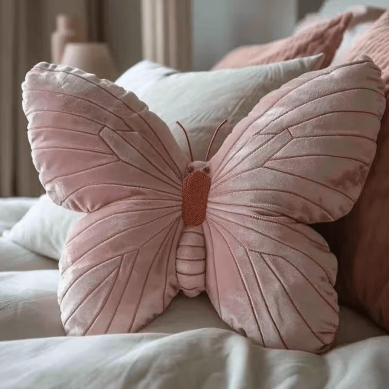 FlutterSoft Plush Butterfly Cushion Pillow Cute Pink Throw Pillow For Bedroom Sofa Decor 1