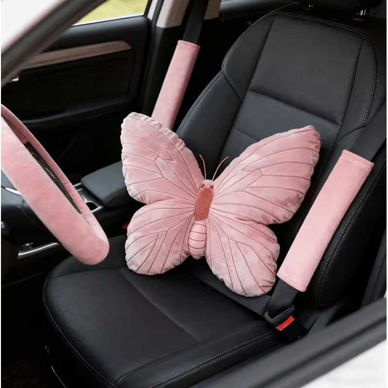 ButterflyCharm Plush Butterfly Shape Pillow Soft Pink Chair Bedside Cushion For Home Decor 4