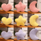 LunaLove Plush Moon Heart Pillow Pink StarPattern Cushion For Sofa Valentines Decor 2