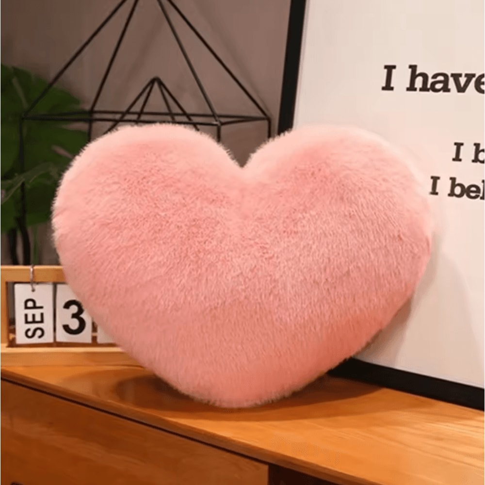LunaLove Plush Moon Heart Pillow Pink StarPattern Cushion For Sofa Valentines Decor 4