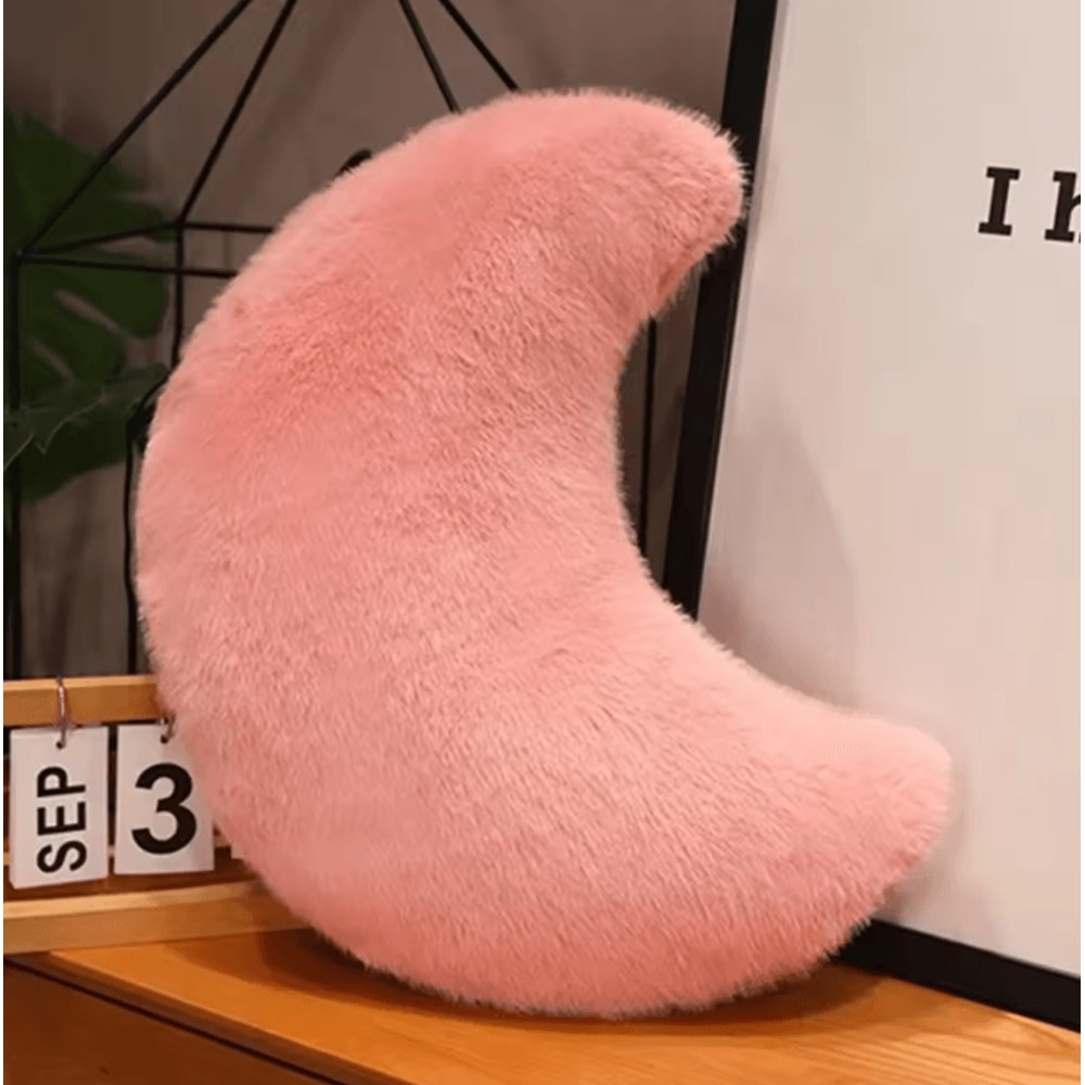 LunaLove Plush Moon Heart Pillow Pink StarPattern Cushion For Sofa Valentines Decor 6
