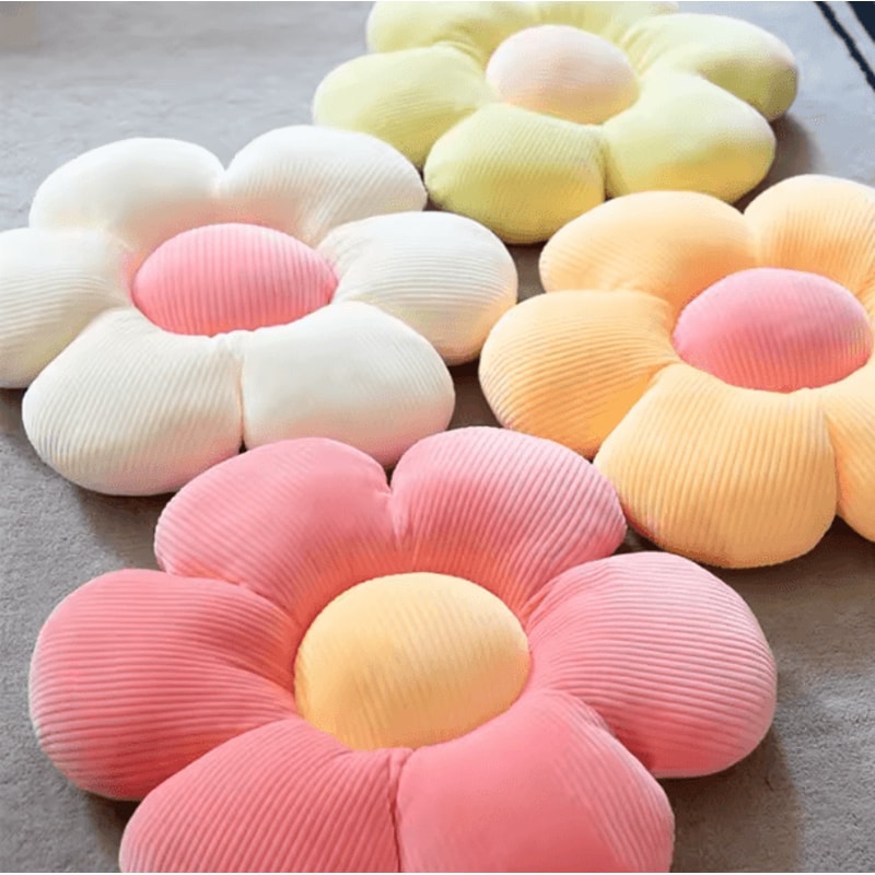 BlossomSix Plush Flower Cushion Pillow 138 By 157 In Pink SixPetal Seat Pillow For Kids Room Bay 0