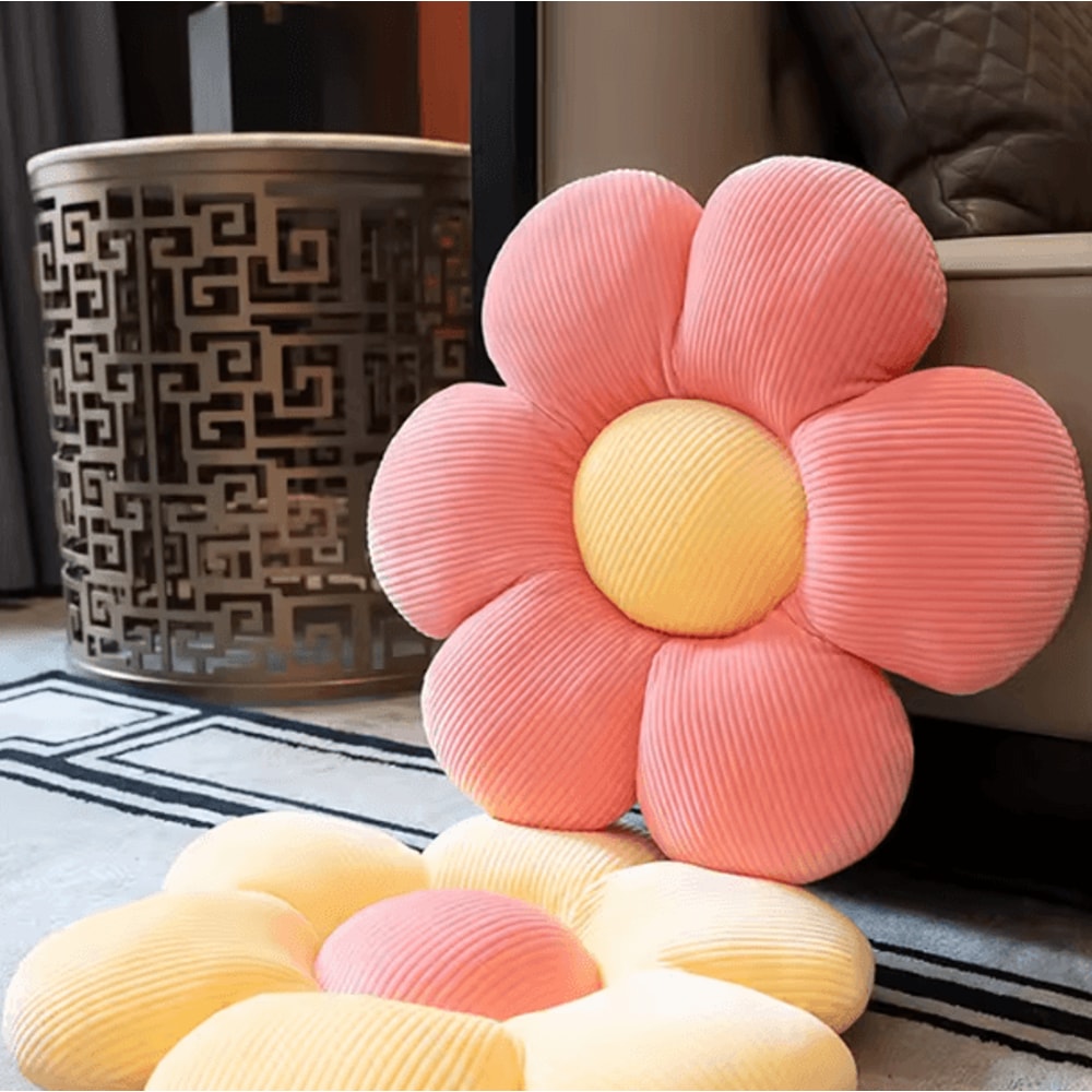 BlossomSix Plush Flower Cushion Pillow 138 By 157 In Pink SixPetal Seat Pillow For Kids Room Bay 2