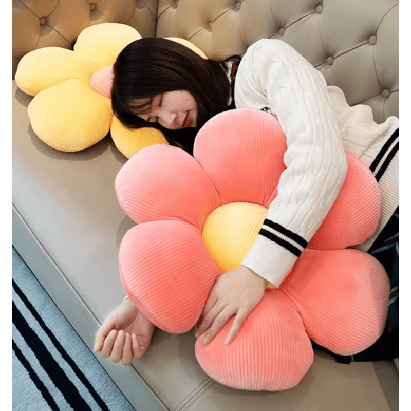BlossomSix Plush Flower Cushion Pillow 138 By 157 In Pink SixPetal Seat Pillow For Kids Room Bay 3