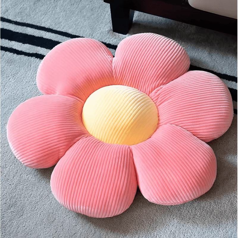 BlossomSix Plush Flower Cushion Pillow 138 By 157 In Pink SixPetal Seat Pillow For Kids Room Bay 5