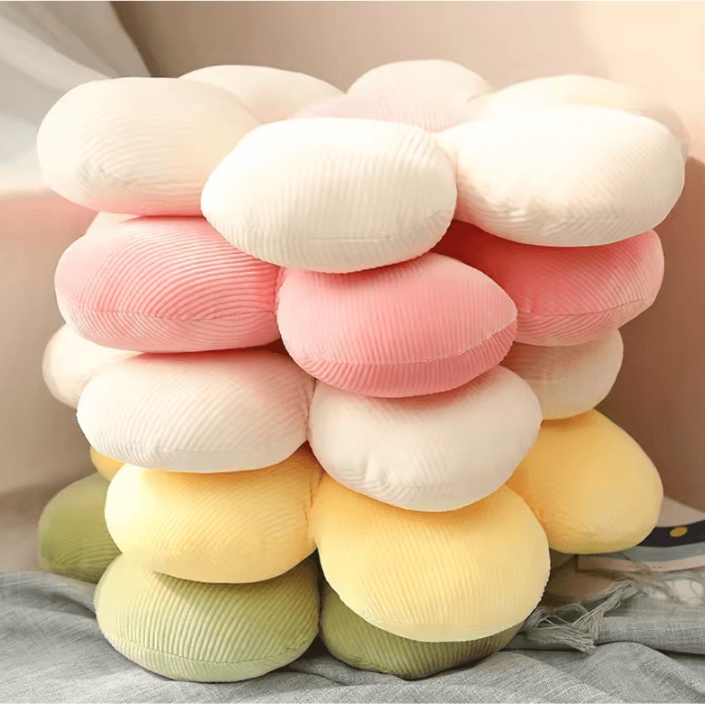 BlossomElite Plush Flower Cushion Pillow Pink SixPetal Seat Pillow For Bedroom Bay Window Decor 3