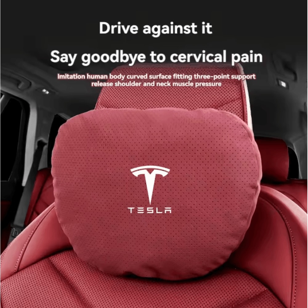 TeslaDrive Plush Car Neck Pillow Universal Headrest Support Cushion For Model 3YSX Interior Access 0