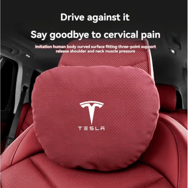 TeslaDrive Plush Car Neck Pillow Universal Headrest Support Cushion For Model 3YSX Interior Access 0