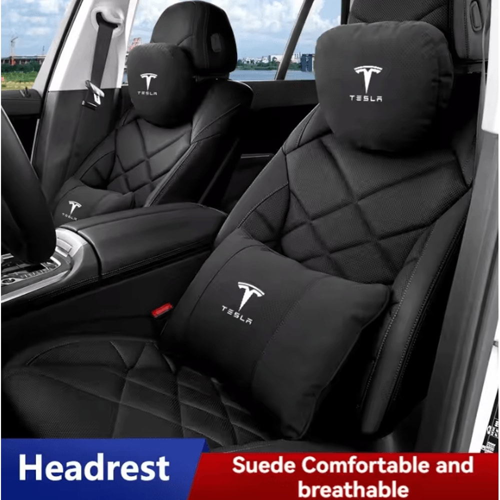 TeslaDrive Plush Car Neck Pillow Universal Headrest Support Cushion For Model 3YSX Interior Access 2