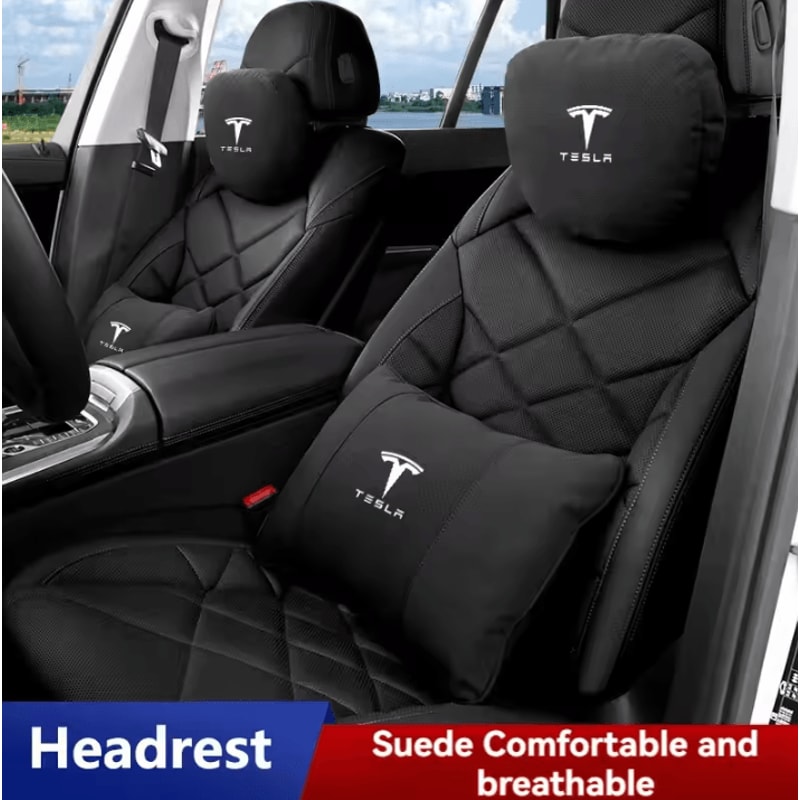 TeslaDrive Plush Car Neck Pillow Universal Headrest Support Cushion For Model 3YSX Interior Access 2