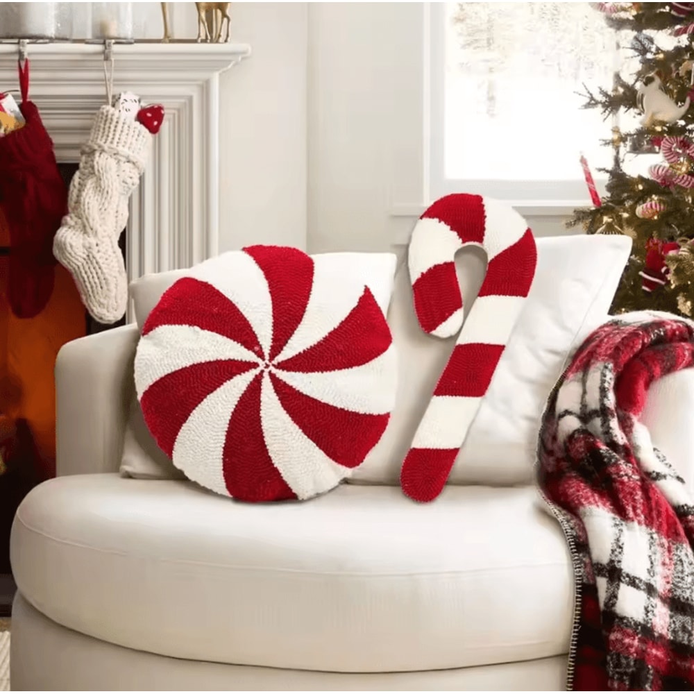 JollyJoy Plush Christmas Cartoon Pillow Red Holiday Cushion For Sofa Living Room Decor 1