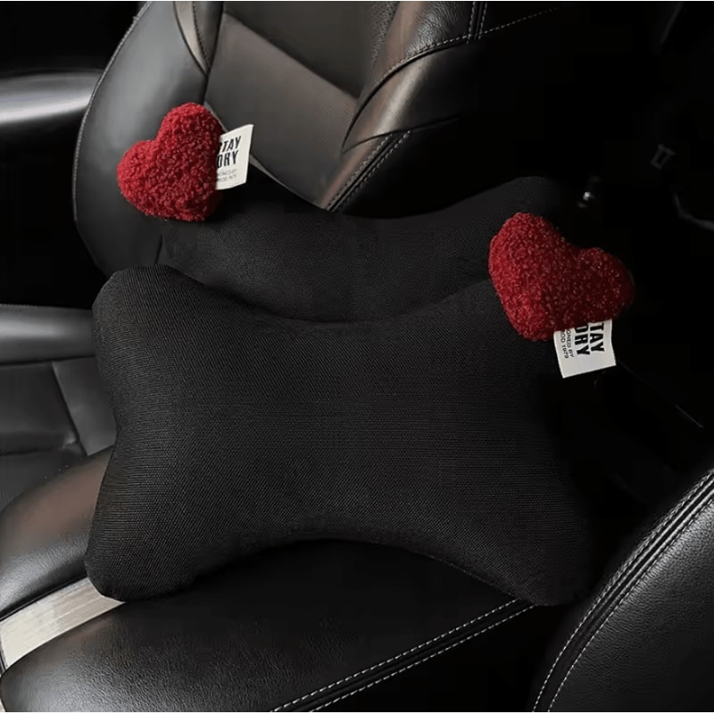 HeartRide Plush Car Neck Pillow Cute Red Lover Hearts Headrest Support Cushion For Women 2