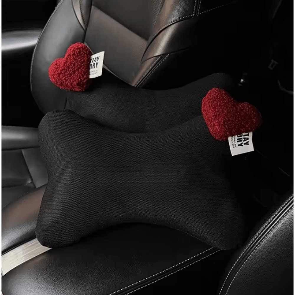 HeartRide Plush Car Neck Pillow Cute Red Lover Hearts Headrest Support Cushion For Women 7