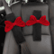 BowRide Plush Car Neck Pillow Cute Red Bowknot Headrest Seatbelt Support Cushion For Women 1