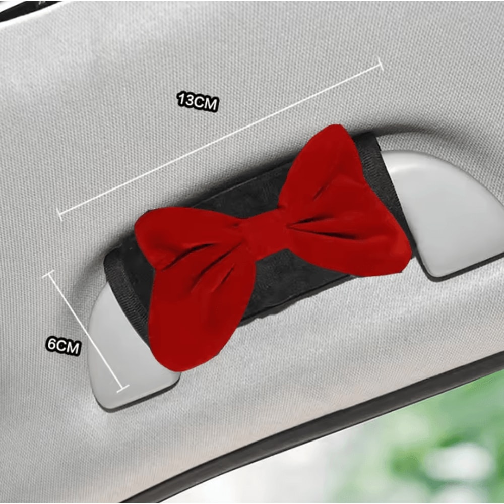 BowRide Plush Car Neck Pillow Cute Red Bowknot Headrest Seatbelt Support Cushion For Women 3