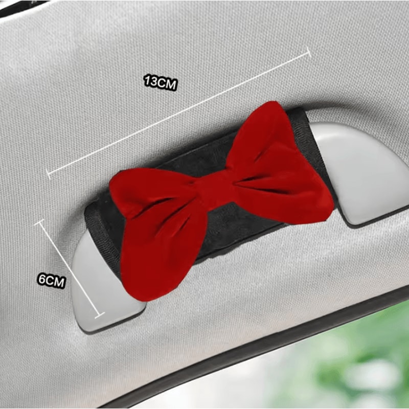 BowRide Plush Car Neck Pillow Cute Red Bowknot Headrest Seatbelt Support Cushion For Women 3