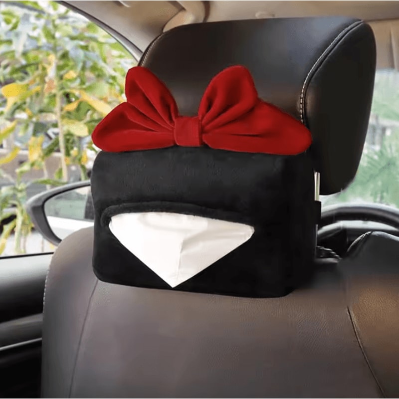 BowRide Plush Car Neck Pillow Cute Red Bowknot Headrest Seatbelt Support Cushion For Women 6